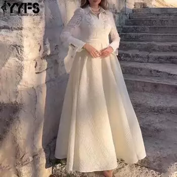 YYFS Women s Fashion Spring Fall Long Sleeve High Waist POLO Neck Cocktail & Evening Dresses
