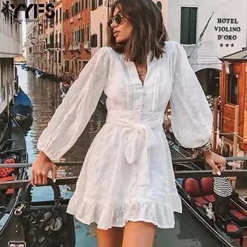 YYFS Women s Fashion Spring Fall Solid Color Print Long Sleeve Stand-collar High Waist Casual Dresses