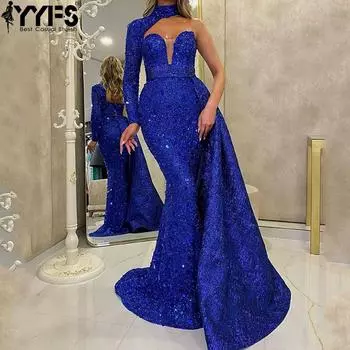 YYFS Женская мода лето весна длинный рукав высокая талия полуводолазка коктейльные и вечерние платья S красный