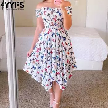 YYFS Women s Fashion Summer Spring Sleeveless One Shoulder High Waist Casual Dresses