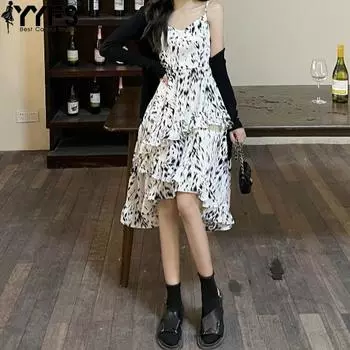 YYFS Женская мода Лето Весна Без рукавов V-образный вырез Высокая талия Повседневные платья S белый