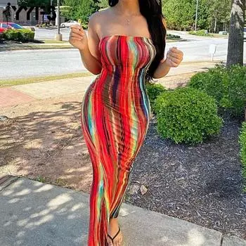 YYFS Женская мода Лето Весна Цвет Блок Принт Без Рукавов Повседневные Платья Высокая Талия S красный