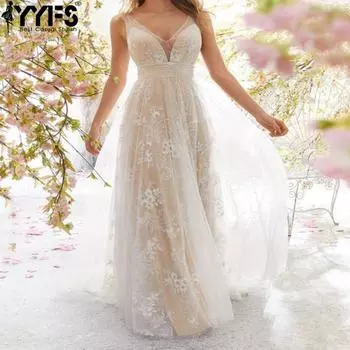 YYFS Женская мода лето весна без рукавов с высокой талией V-образным вырезом коктейльные и вечерние платья S белый