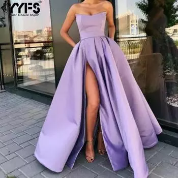 YYFS женская мода лето весна без рукавов с высокой талией коктейльные и вечерние платья S фиолетовый