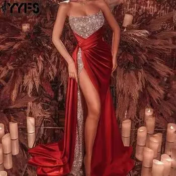 YYFS женская мода лето весна без рукавов с высокой талией коктейльные и вечерние платья S красный