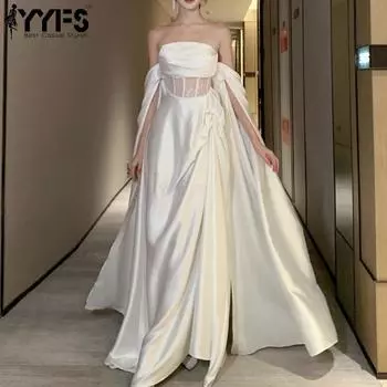 YYFS Женская мода лето весна длинные рукава высокая талия коктейльные и вечерние платья S белый