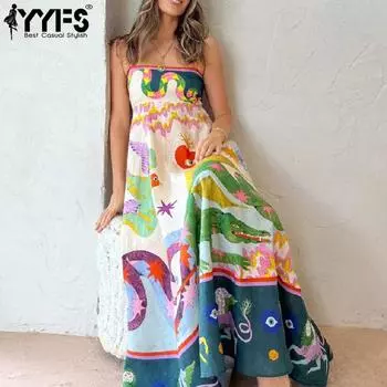 YYFS Женская мода лето весна однотонный принт без рукавов ПОЛО шеи с высокой талией повседневные платья S