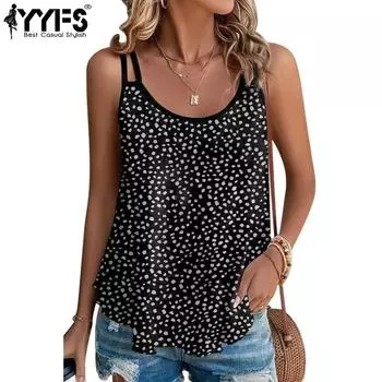 YYFS Женская мода повседневная летняя весна леопардовый принт без рукавов О-образный вырез блузки и рубашки S