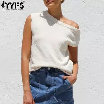 YYFS Женская мода Повседневная Летняя Весна Однотонный Принт Короткий Рукав Косой Воротник Блузки и Рубашки S белый