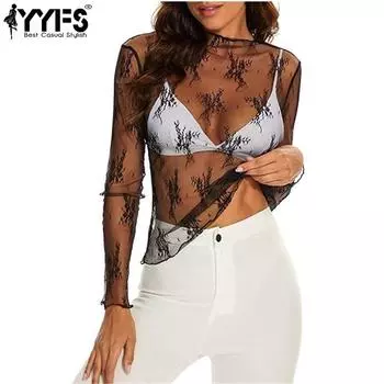 YYFS Женская мода повседневная летняя весна с длинным рукавом полуводолазка блузки и рубашки S чёрный