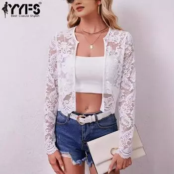 YYFS Женская мода повседневная однотонная принтованная куртка и пальто с длинным рукавом и круглым вырезом на осень-зиму S белый