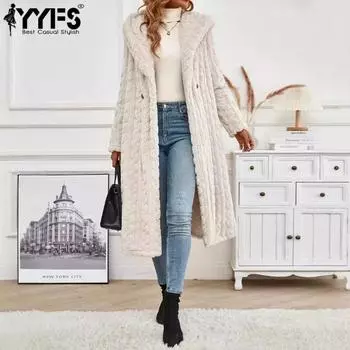 YYFS Женская мода повседневная однотонная принтованная куртка с капюшоном и пальто с длинным рукавом на осень-зиму S