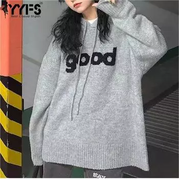 YYFS Женская мода Повседневная осень-зима Длинные рукава с капюшоном свитера One size