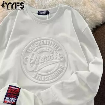 YYFS Женская мода Повседневная Осень Зима Длинные рукава О-образный вырез Пуловеры и длинные рукава M белый