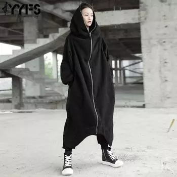 YYFS Женская мода Повседневная осень-зима Однотонный принт Длинные рукава с капюшоном Длинные толстовки и свитшоты S серый
