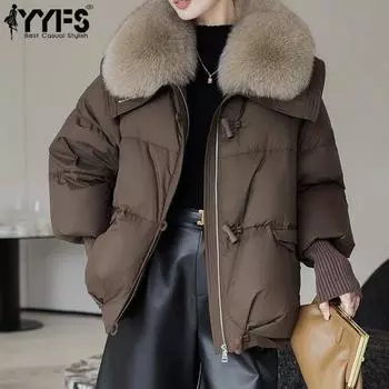 YYFS Женская мода Повседневная Осень Зима Однотонный Принт Длинный Рукав Воротник ПОЛО Куртки и Пальто Пуховики M розовый