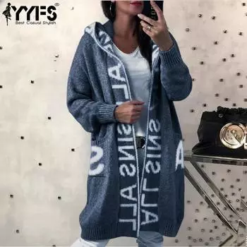 YYFS Женская мода Повседневная осень-зима Длинные рукава с капюшоном свитера S чёрный