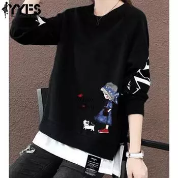 YYFS Женская мода Повседневная весна-осень Длинные рукава О-образный вырез Блузки и рубашки M