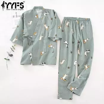 YYFS Женская мода Повседневная Весна Осень Принт с рисунком кота с коротким рукавом V-образным вырезом Рубашки Брюки Костюмы M розовый