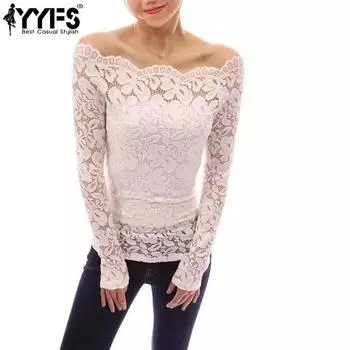YYFS Женская мода Повседневная весна-осень Однотонные принты Длинные рукава Одно плечо Блузки и рубашки S белый