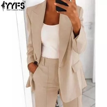 YYFS Женская мода Повседневная весна-осень Однотонный принт Длинные рукава POLO-Neck Блузки и рубашки