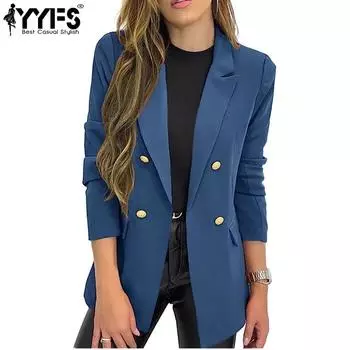 YYFS Женская мода Повседневная весна-осень Однотонный принт Длинные рукава POLO-Neck Блузки и рубашки S чёрный