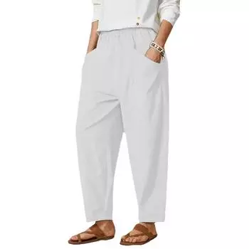 YYFS Женская мода повседневные однотонные принтованные брюки с высокой талией брюки и капри XS белый