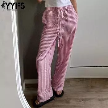 YYFS Женская мода повседневные однотонные принтованные брюки с высокой талией брюки и капри S темно-розовый