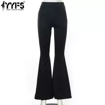 YYFS Женская мода повседневные однотонные принтованные брюки с высокой талией брюки и капри S