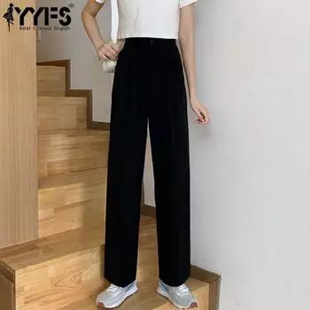 YYFS Женская мода повседневные однотонные принтованные брюки с высокой талией брюки и капри S чёрный