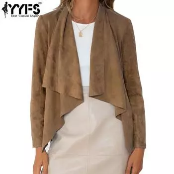 YYFS Женская мода повседневные однотонные принтованные куртки и пальто с длинным рукавом на осень-зиму S хаки