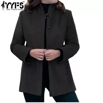 YYFS Женская мода повседневные однотонные принтованные куртки и пальто с длинным рукавом на осень-зиму S чёрный