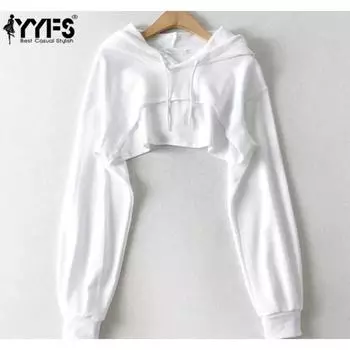 YYFS Женская мода повседневные однотонные толстовки с капюшоном и длинными рукавами с принтом M