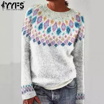 YYFS Женская мода Повседневный Осень Зима Длинный рукав О-образный вырез свитера S