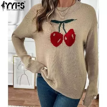 YYFS Женская мода Повседневный Осень Зима Длинный рукав О-образный вырез свитера S хаки