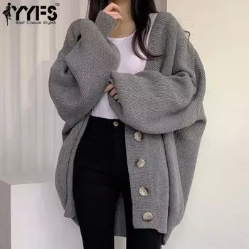 YYFS Женская мода Повседневный Осень Зима Однотонный Принт Длинный Рукав Свитера Size: One Size абрикосовый