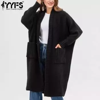 YYFS Женская мода Повседневный Осень Зима Однотонный Принт Длинный Рукав Свитера S чёрный