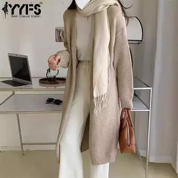 YYFS Женская мода Повседневный Осень Зима Однотонный Принт Длинный Рукав Свитера Size: One Size серый