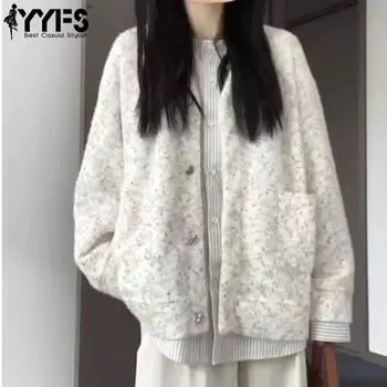 YYFS Женская мода Повседневный Осень Зима Однотонный Принт Длинный Рукав V-образный Вырез Свитера One Size