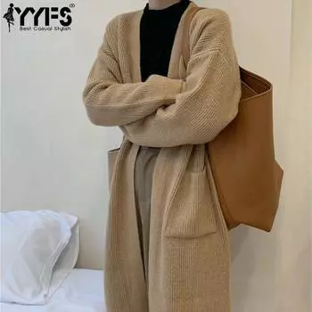 YYFS Женская мода Повседневный Осень Зима Однотонный Принт Длинный Рукав Свитера One size бежевый