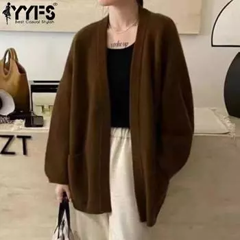 YYFS Женская мода Повседневный Осень Зима Однотонный Принт Длинный Рукав Свитера Size: One Size серый