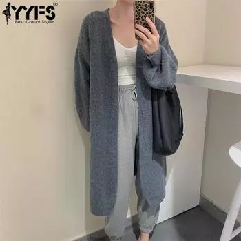 YYFS Женская мода Повседневный Осень Зима Однотонный Принт Длинный Рукав Свитера Size: One Size серый