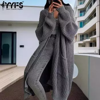 YYFS Женская мода Повседневный Осень Зима Однотонный Принт Длинный Рукав Свитера S темно-серого