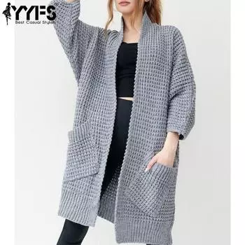 YYFS Женская мода Повседневный Осень Зима Однотонный Принт Длинный Рукав Свитера S серый