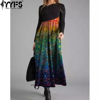 YYFS Женская мода весна осень длинный рукав V-образный вырез средняя талия повседневные платья S