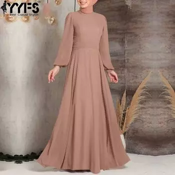 YYFS Женская мода весна осень однотонные повседневные платья с длинным рукавом S зелёный