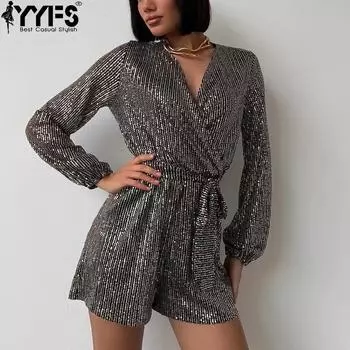 YYFS Женская мода весна-осень однотонный принт длинный рукав V-образный вырез высокая талия повседневные платья