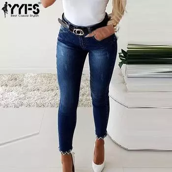 YYFS женские модные джинсовые повседневные узкие брюки с высокой талией, повседневные брюки и капри