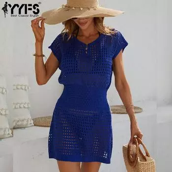 YYFS женские модные летние весенние однотонные повседневные платья с короткими рукавами и v-образным вырезом с принтом S белый