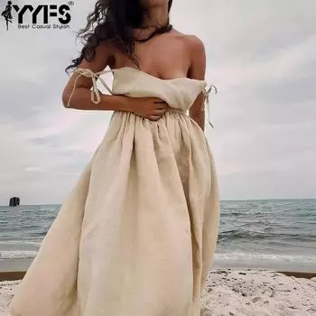 YYFS женские модные летние весенние однотонные повседневные платья без рукавов с подтяжками и высокой талией
